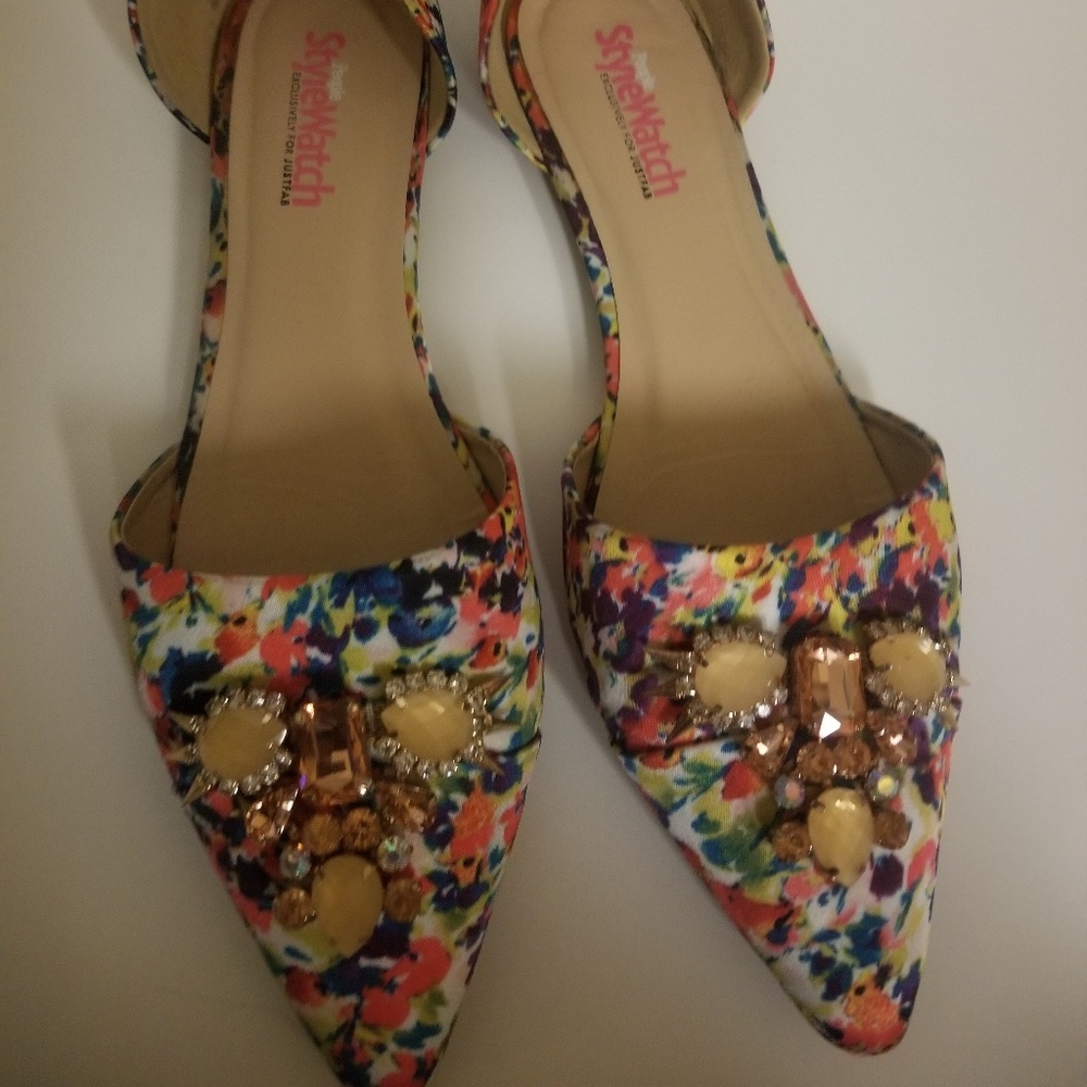 Floral Flats with rhinestone